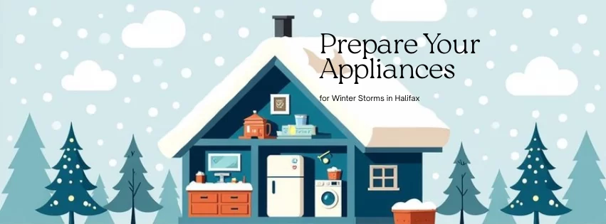 House with snowflakes and appliances prepared for winter