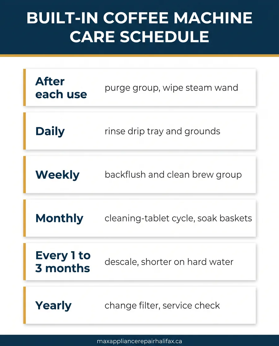built in coffee machine maintenance care schedule