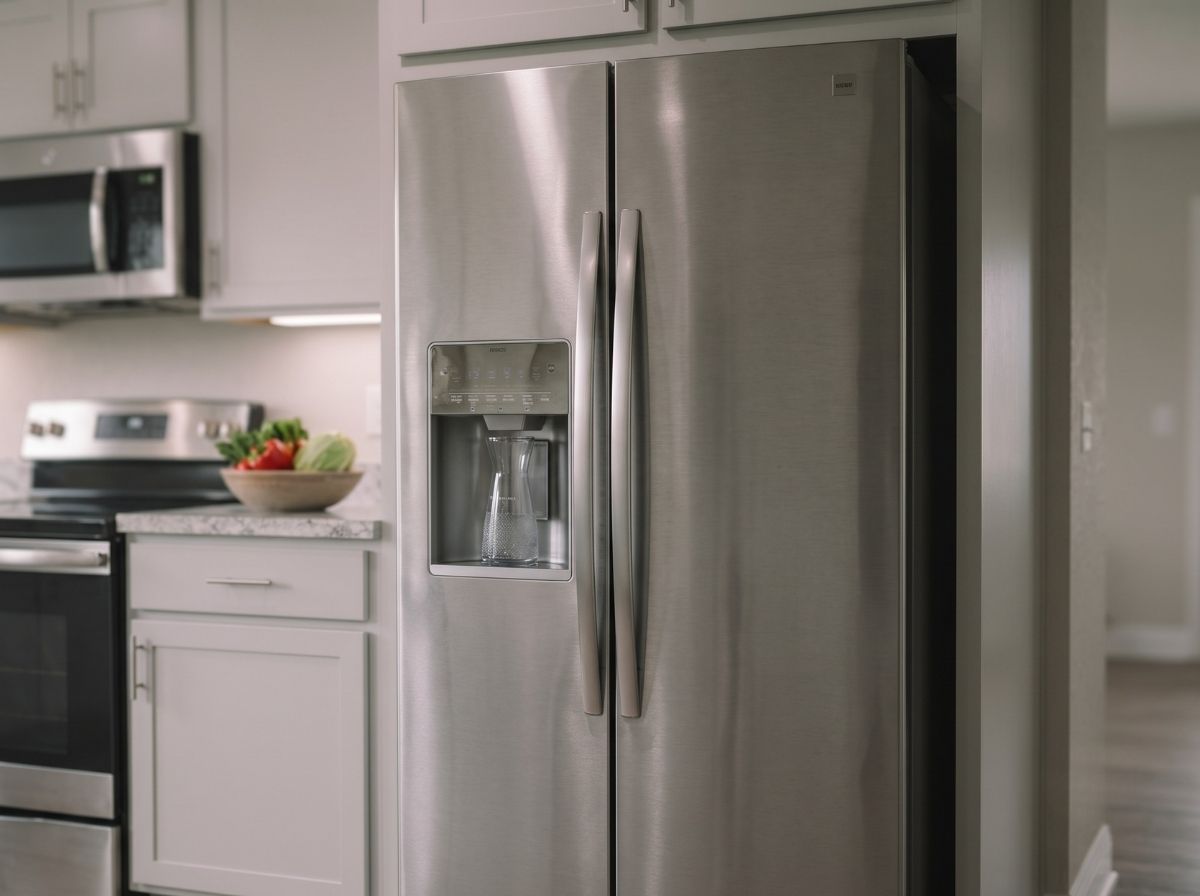 A clean modern stainless steel refrigerator in a home kitchen