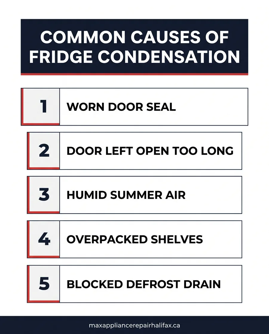 condensation inside refrigerator infographic